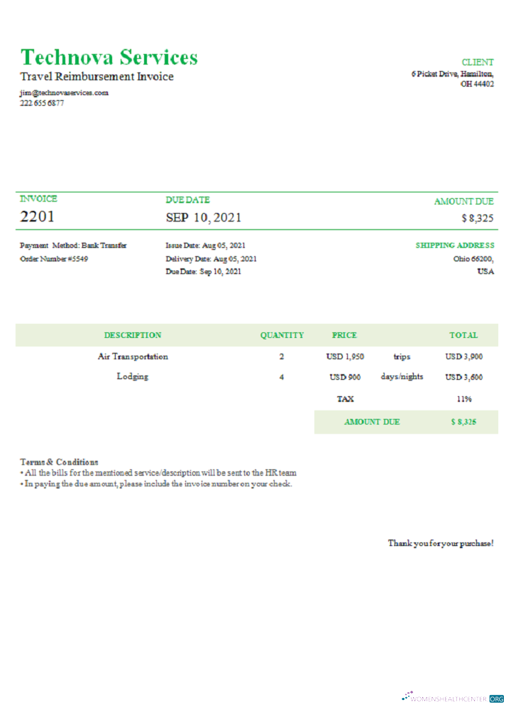Download USA Technova Services invoice Photoshop template